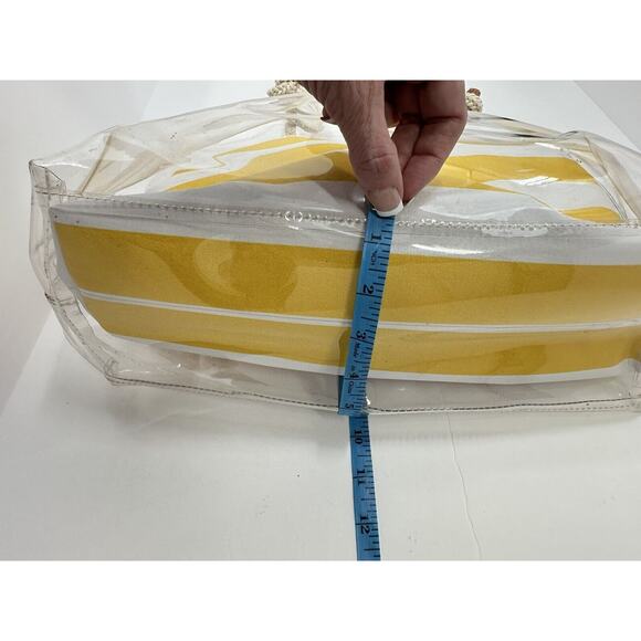J. McLaughlin Clear Yellow White Stripe Rope Handle Harper Handbag - Picture 12 of 16